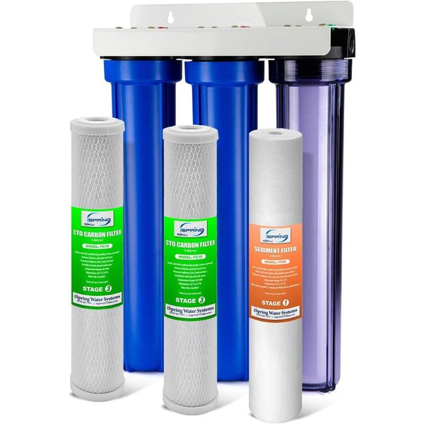 Ispring Whole House Water Filter System w Clear Filter Housing WCB32C